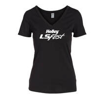 Holley T-Shirt Short Sleeve LS Fest V-Neck Cotton Ladies' 2XL Black HL10171-2XHOL