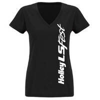 Holley T-Shirt Short Sleeve V-Neck LS Fest Cotton Ladies' Large Black HL10198-LGHOL