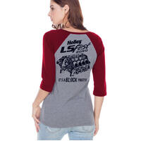 Holley T-Shirt 3/4 Sleeves LS Block Party Grey/Red Ladies' XL HL10256-XLHOL