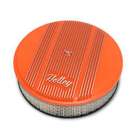 Holley Air Cleaner 14 in. Dia. 3 inch Height White Paper Factory Orange Cast Aluminum w/ Script Logo HL120-126