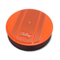 Holley Air Cleaner 14 in. Dia. 3 inch Height Red Washable Factory Orange Cast Aluminum w/ Script Logo HL120-127