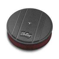 Holley Air Cleaner 14 in. Dia. 3 inch Height Red Washable Satin Black Machined Cast Aluminum HL120-153