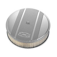 Holley Air Cleaner 14 in. Dia. 3 in. Height White Paper Polished Cast Aluminum w/ GM Bowtie Logo HL120-166