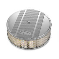 Holley Air Cleaner 14 in. Dia. 4 in. Height White Paper Polished Cast Aluminum w/ GM Bowtie Logo HL120-167