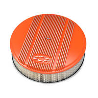 Holley Air Cleaner 14 in. Dia. 3 in. Height White Paper Factory Orange Cast Aluminum w/ GM Bowtie Logo HL120-168