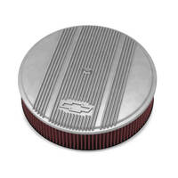 Holley Air Cleaner 14 in. Dia. 3 in. Height Red Washable Natural Cast Aluminum w/ GM Bowtie Logo HL120-170