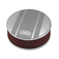 Holley Air Cleaner 14 in. Dia. 4 in. Height Red Washable Natural Cast Aluminum w/ GM Bowtie Logo HL120-171