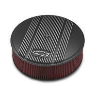 Holley Air Cleaner 14 in. Dia. 4 in. Height Red Washable Satin Black Machined Cast Aluminum w/ GM Bowtie Logo HL120-173