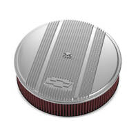 Holley Air Cleaner 14 in. Dia. 3 in. Height Red Washable Polished Cast Aluminum w/ GM Bowtie Logo HL120-174