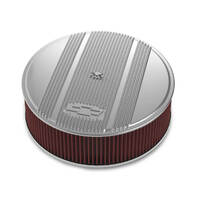 Holley Air Cleaner 14 in. Dia. 4 in. Height Red Washable Polished Cast Aluminum w/ GM Bowtie Logo HL120-175