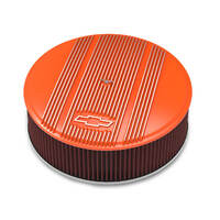 Holley Air Cleaner 14 in. Dia. 4 in. Height Red Washable Factory Orange Cast Aluminum w/ GM Bowtie Logo HL120-177