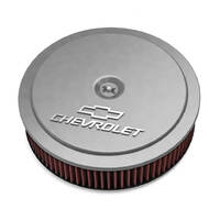 Holley Air Cleaner 14 in. Dia. 3 in. Height Red Washable Natural Cast Aluminum w/ GM Bowtie Logo HL120-218