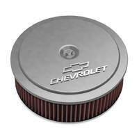 Holley Air Cleaner 14 in. Dia. 4 in. Height Red Washable Natural Cast Aluminum w/ GM Bowtie Logo HL120-219