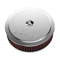 Holley Air Cleaner 14 in. Dia. 3 in. Height Red Washable Polished Cast Aluminum w/ GM Bowtie Logo HL120-222