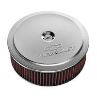 Holley Air Cleaner 14 in. Dia. 4 in. Height Red Washable Polished Cast Aluminum w/ GM Bowtie Logo HL120-223