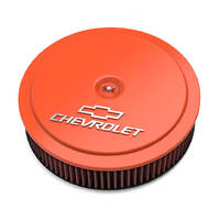 Holley Air Cleaner 14 in. Dia. 3 in. Height Red Washable Factory Orange Cast Aluminum w/ GM Bowtie Logo HL120-224