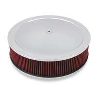 Holley Air Cleaner 16 in. Dia. 4 in. Height Red Washable Chrome Stamped Steel HL120-4140