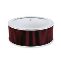 Holley Air Cleaner 16 in. Dia. 6 in. Height Red Washable Chrome Stamped Steel HL120-4560