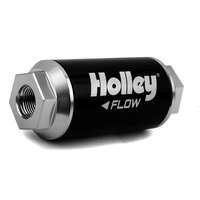 Holley Fuel Filter Inline Billet Aluminium Paper 10 Microns 175 GPH 3/8 in NPT Female Threads HL162-552