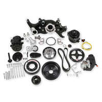 Holley Accessory Drive System Mid-Mount Alternator A/C Compressor SFI Damper P/S Pump Waterpump Belt Hardware Black Chevrolet LS7 Kit HL20-190BK