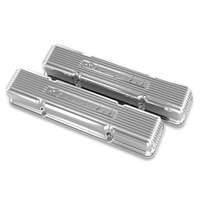 Holley Valve Cover Vintage Series GM Licensed 3.3 in. Height Small Block Chevrolet Cast Aluminum Polished Pair HL241-107