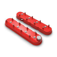 Holley Valve Cover w/ Coil Mounts Tall Height GM LS Engines Cast Aluminum Gloss Red Pair HL241-113