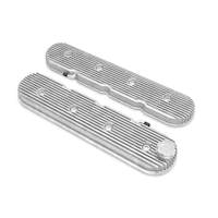 Holley Valve Cover Vintage Series Finned Standard Height GM LS Engines Cast Aluminum Natural Pair HL241-130