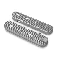 Holley Valve Cover Vintage Series Finned Tall Height GM LS Engines Cast Aluminum Natural Pair HL241-138