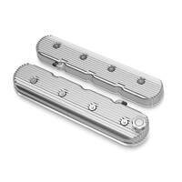 Holley Valve Cover Vintage Series Finned Tall Height GM LS Engines Cast Aluminum Polished Pair HL241-139