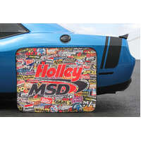 Holley Sticker Bomb Tire Shade-44 in. x 35 in. suction cup mounting â€¢Helps maintain even tire pressure at the track by shading the tire from direct 