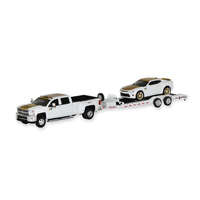 Holley Diecast Model Collectable Cars 1:64 Scale Diecast 2018 Chevy Dually and 2018 Hurst Camaro with HD Trailer Set HL36-477