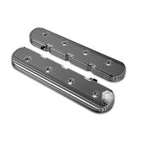 Holley Valve Cover Vintage Series Finned Standard Height GM LS Engines Cast Aluminum Polished Pair HY241131