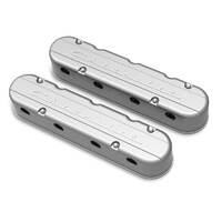 Holley Valve Cover Chevrolet Script 3.75 in. Height GM LS Engines Cast Aluminum Natural Pair HY241175