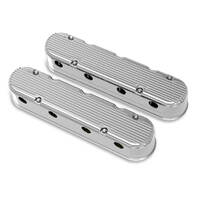 Holley Valve Cover Finned 3.75 in. Height GM LS Engines Cast Aluminum Polished Pair HY241181