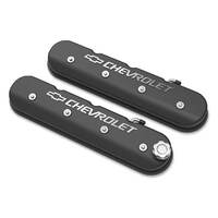 Holley Valve Cover GM Licensed Tall Height GM LS Engines Satin Black Machined Pair HY241402