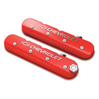 Holley Valve Cover GM Licensed Tall Height GM LS Engines Gloss Red Pair HY241404