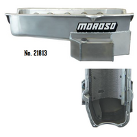 Moroso Drag / Road Race Oil Pan, Fabricated Steel, 7-1/2" Deep, 6.62L Suit SB Chev, 1-Piece Seal, R/H Dipstick, 86-On