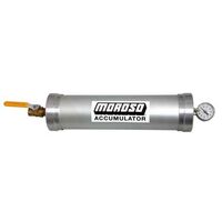 Moroso Engine Oil Accumulator 3 Quarts 23in. x 4.75in. Aluminium Natural Finish Gauge Shut-Off Valve Each