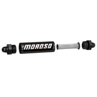 Moroso Fuel Filter Inline Mount Gasoline Aluminium -8 AN Fittings 6 1/2in. Overall Length Each