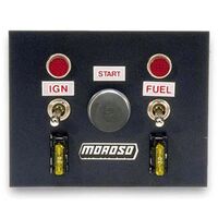 Moroso Switch Panel Aluminium Black 4in. Wide 5in. Tall 3 Toggle Switches Each