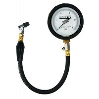 Moroso Tire Pressure Gauge Analog 4in. Dia. 0-15 psi 15 1/2in. Hose Bleed Valve Storage Case Each