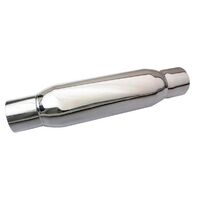 Moroso Muffler Spiral Flow Stainless Steel Polished 3.0in. Inlet/Outlet 16in. Length 4in. Dia. Each