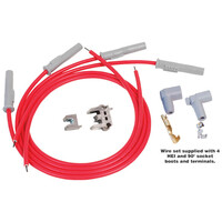 MSD Spark Plug Wires Copper Silicone Multi-Angle 8.5mm Dia. Red Universal 4-cylinder Set MSD-31159