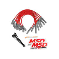 MSD Spark Plug Wires Ferro-Spiral Silicone Straight bendable up to 45 Degree 8.5mm Dia. Red Set MSD-31639