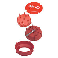 MSD Cap and Rotor Red Male/HEI Stainless Steel Terminals Clamp-Down Pro-Billet V8 Kit MSD-7445