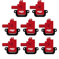 MSD Ignition Coil Blaster Series 1998-2006 GM LS1/LS6 Engines Red Set of 8 MSD-82628