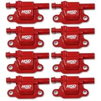 MSD Ignition Coil Blaster OEM Coil Pack Epoxy Female/Socket Red Square For Cadillac For Chevrolet For GMC Set of 8 MSD-82668