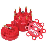 MSD Distributor Cap & Rotor Red Stainless Steel Terminals Small Diameter Cap and Race Rotor Kit MSD-84315