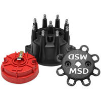 MSD Distributor Cap and Rotor Kits Male/HEI Black Cap Screw Down Rotor Stainless Contact Terminal Pro-Billet Small Diameter Magnetic V8 Kit MSD-84317