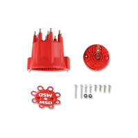 MSD Cap and Rotor Red Male/HEI Stainless Steel Terminals Clamp Down Billet Pro Billet V8 Kit MSD-84335